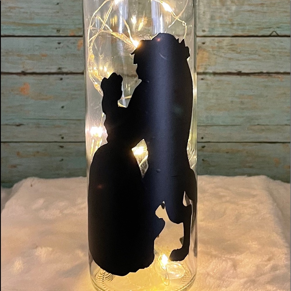 Beauty and the Beast lighted wine bottle